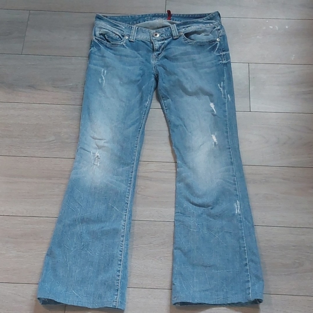 Guess Daredevil Flare Leg Blue Jeans Size 32